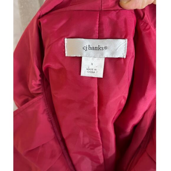 CJ Banks Women's Size X (14W)Pink Ruffle Drawstring Collar Zip Up Vest #0494 - Picture 9 of 13